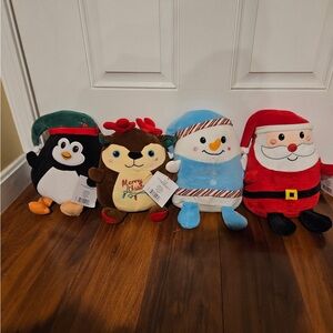 Holiday Plush Toy Set - Penguin, Reindeer, Snowman, and Santa